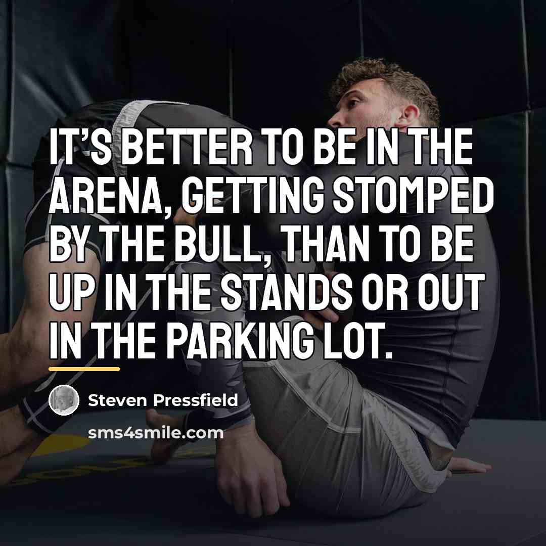 “It’s better to be in the arena, getting stomped by…” quote by Steven Pressfield