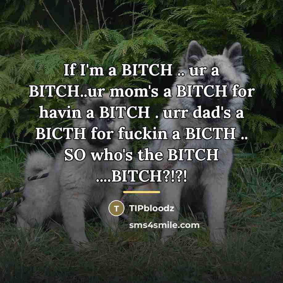 “If I'm a BITCH .. ur a BITCH..ur mom's a…” quote by TIPbloodz