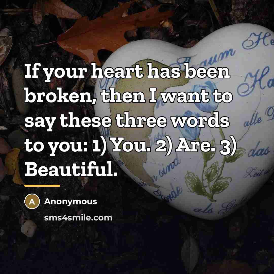 “If your heart has been broken, then I want to…” quote by Anonymous