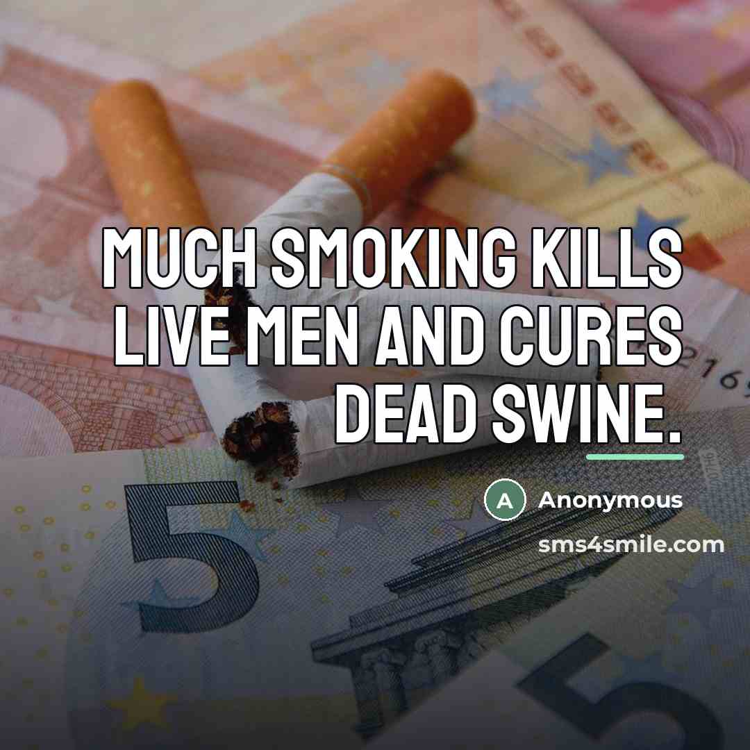 “Much smoking kills live men and cures dead swine.…” quote by Anonymous