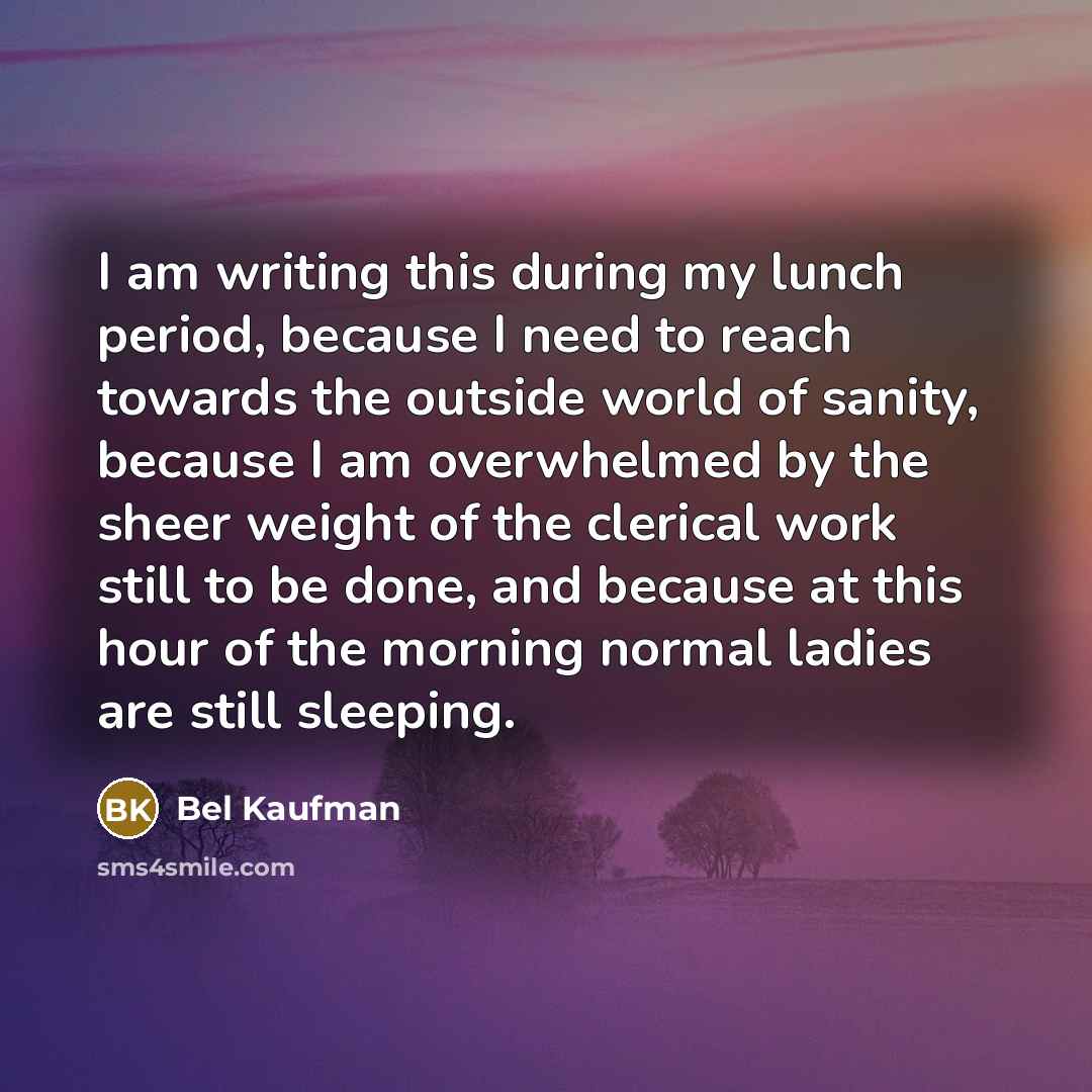 “I am writing this during my lunch period, because I…” quote by Bel Kaufman