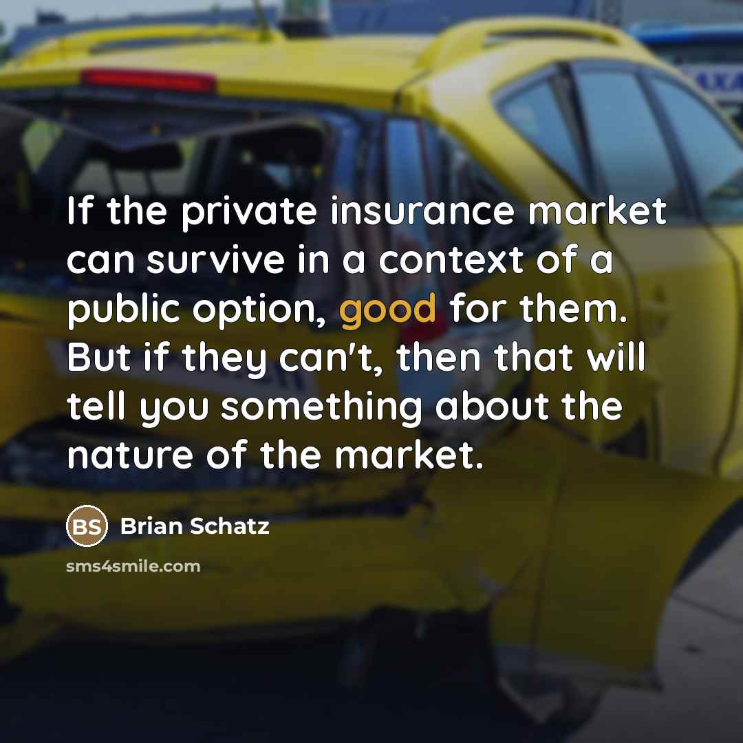 “If the private insurance market can survive in a context…” quote by Brian Schatz