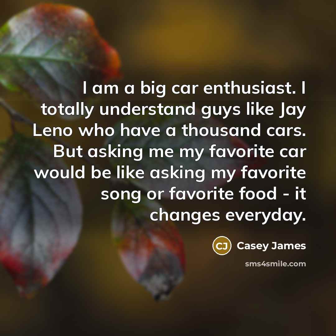“I am a big car enthusiast. I totally understand guys…” quote by Casey James