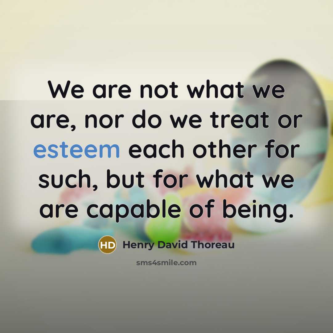 “We are not what we are, nor do we treat…” quote by Henry David Thoreau