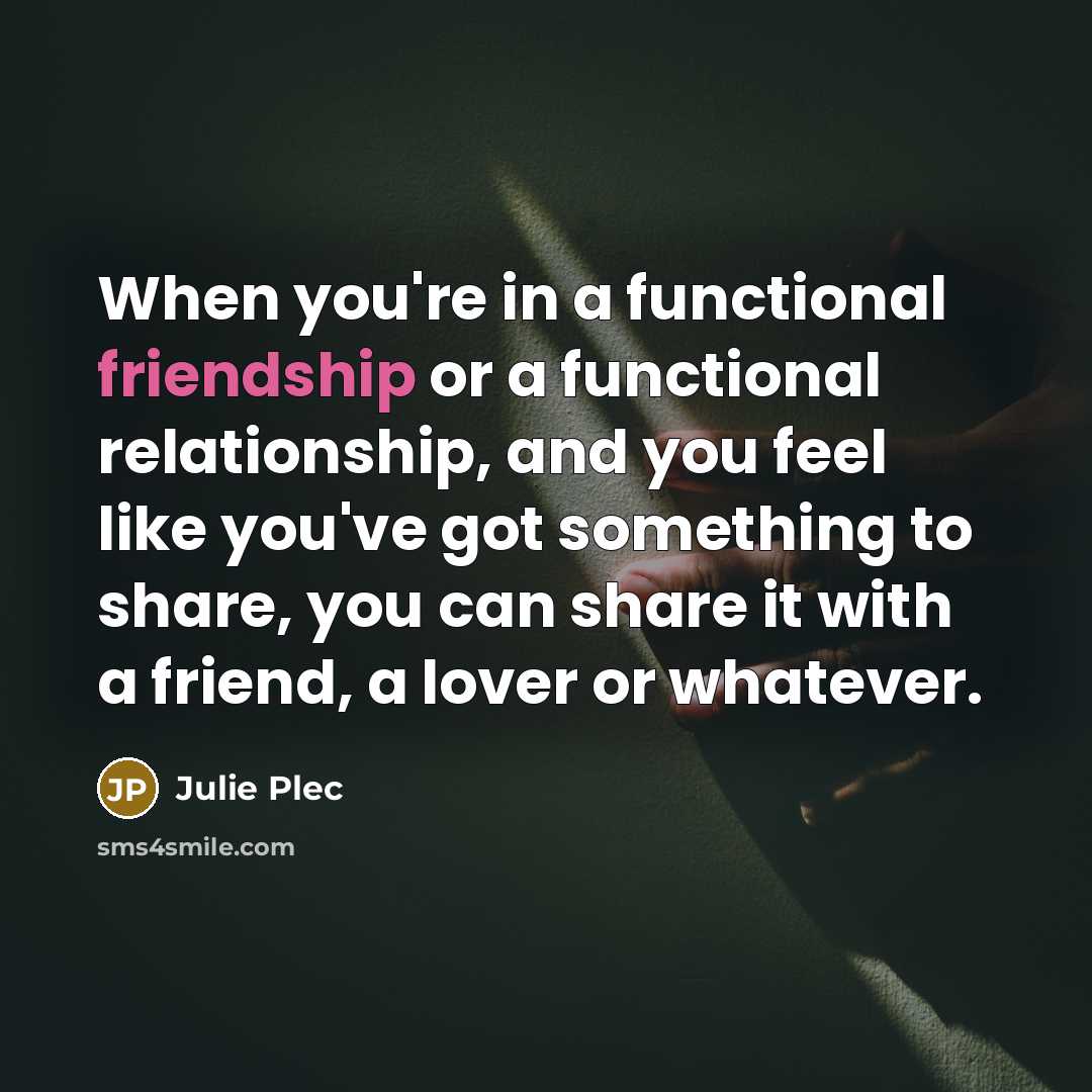 “When you're in a functional friendship or a functional relationship,…” quote by Julie Plec