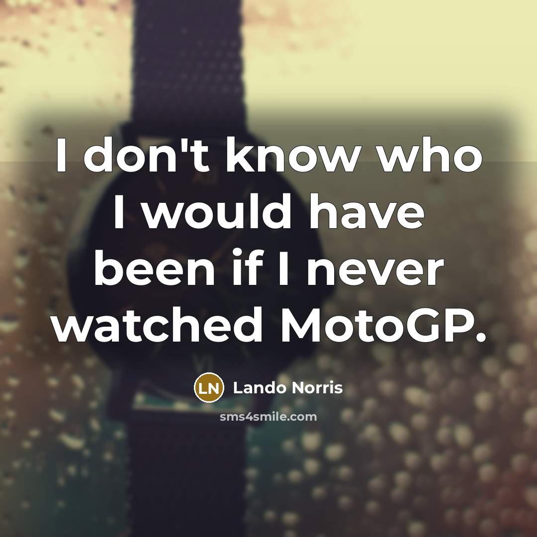 “I don't know who I would have been if I…” quote by Lando Norris