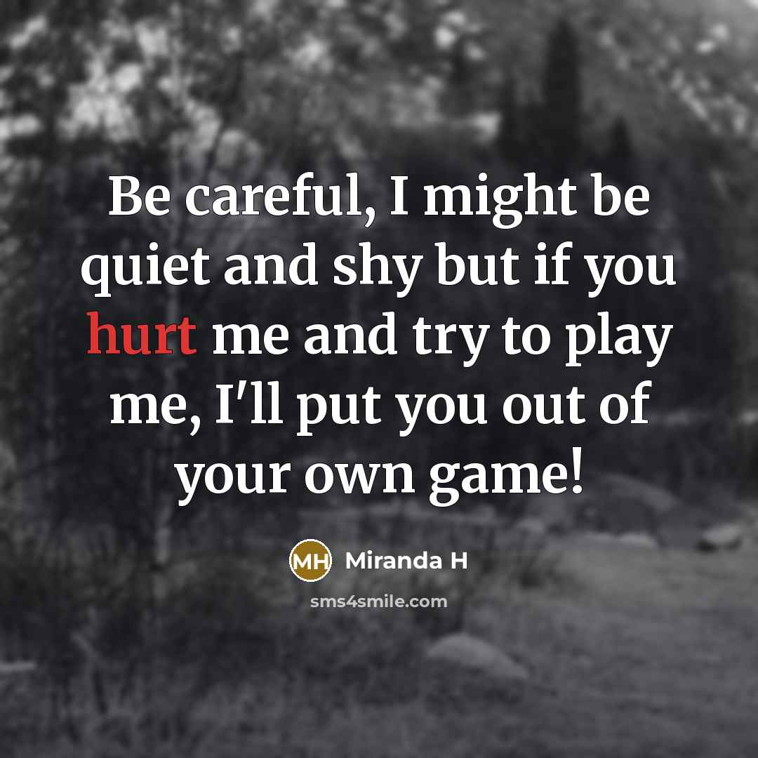 “Be careful, I might be quiet and shy but if…” quote by Miranda H