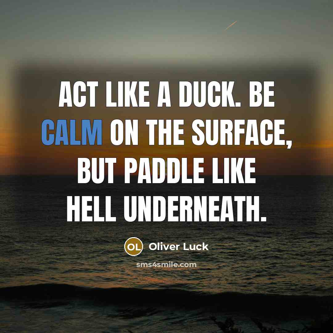“Act like a duck. Be calm on the surface, but…” quote by Oliver Luck