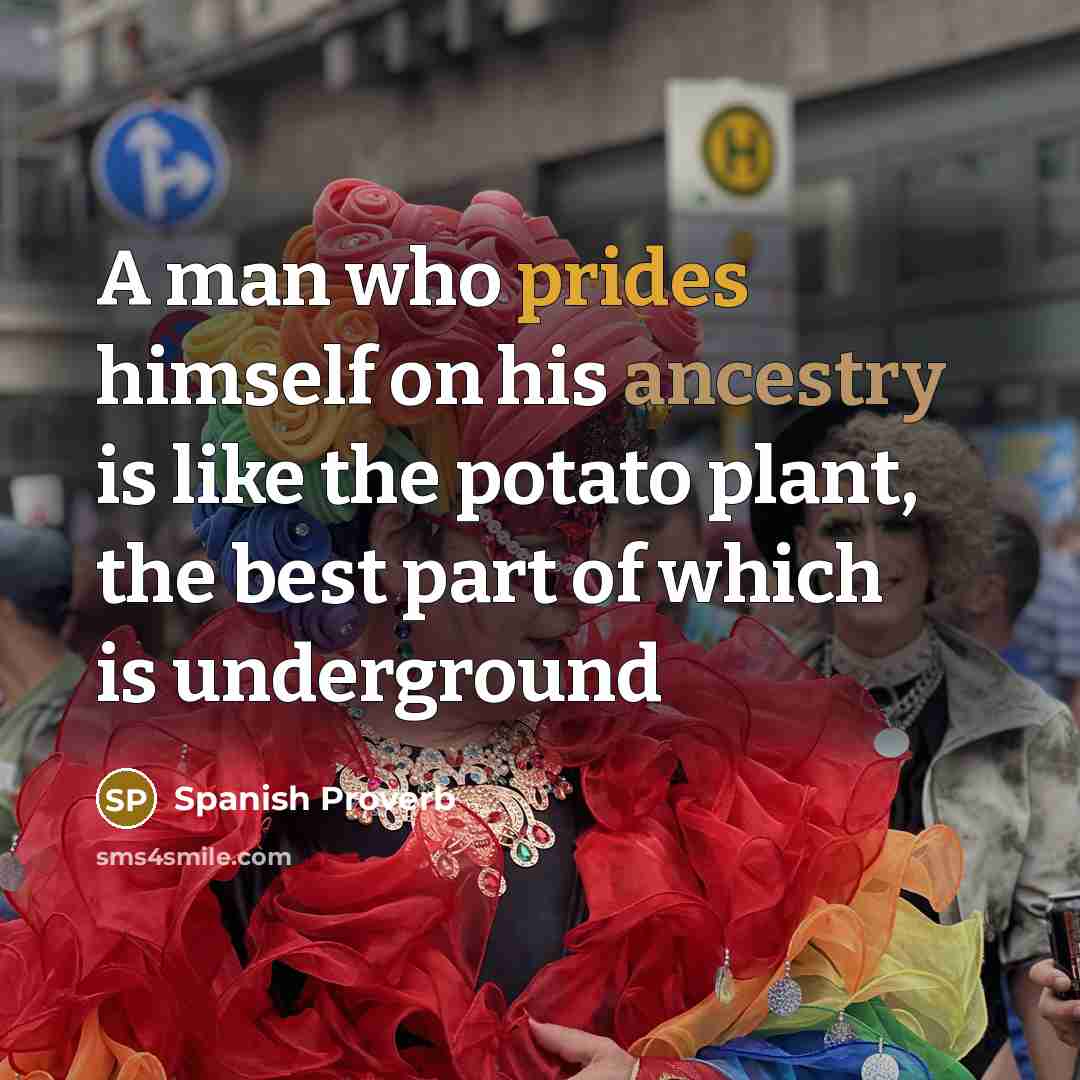 “A man who prides himself on his ancestry is like the potato plant, the best part of which is underground” quote by Spanish Proverb