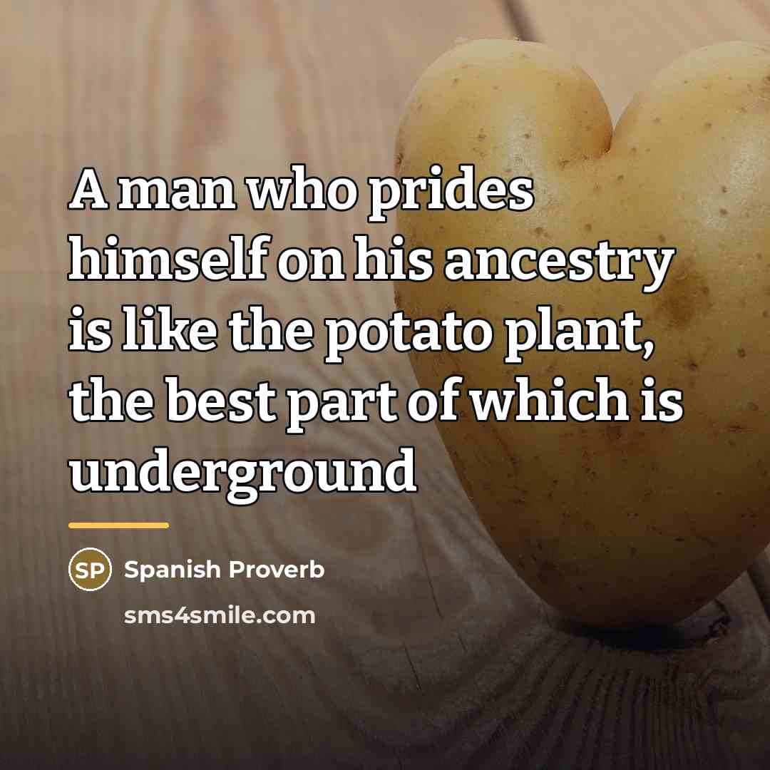 “A man who prides himself on his ancestry is like…” quote by Spanish Proverb