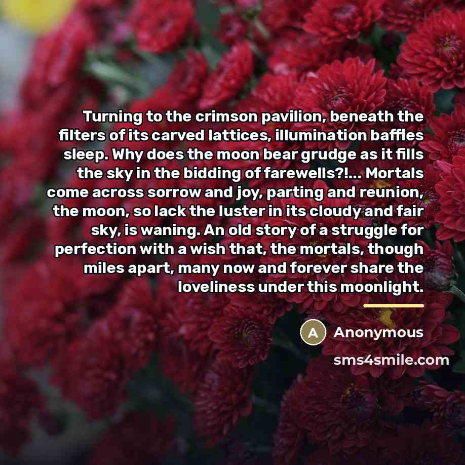 “Turning to the crimson pavilion, beneath the filters of its…” quote by Anonymous