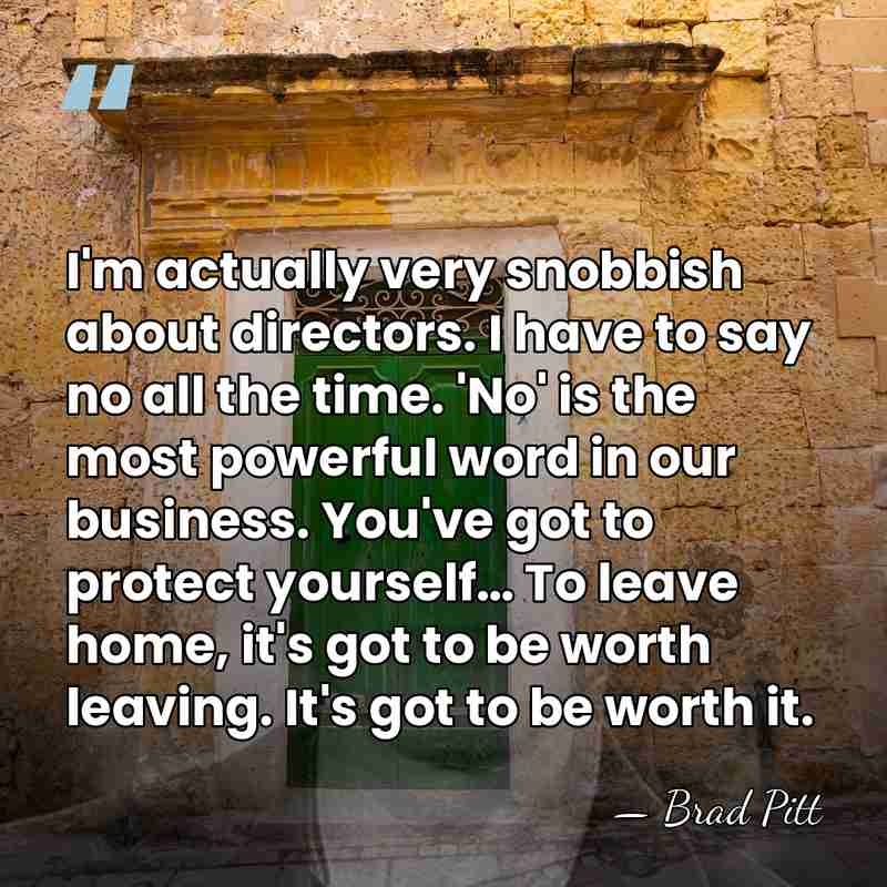 I'm actually very snobbish about directors. I have to say no all&hellip; - Brad Pitt