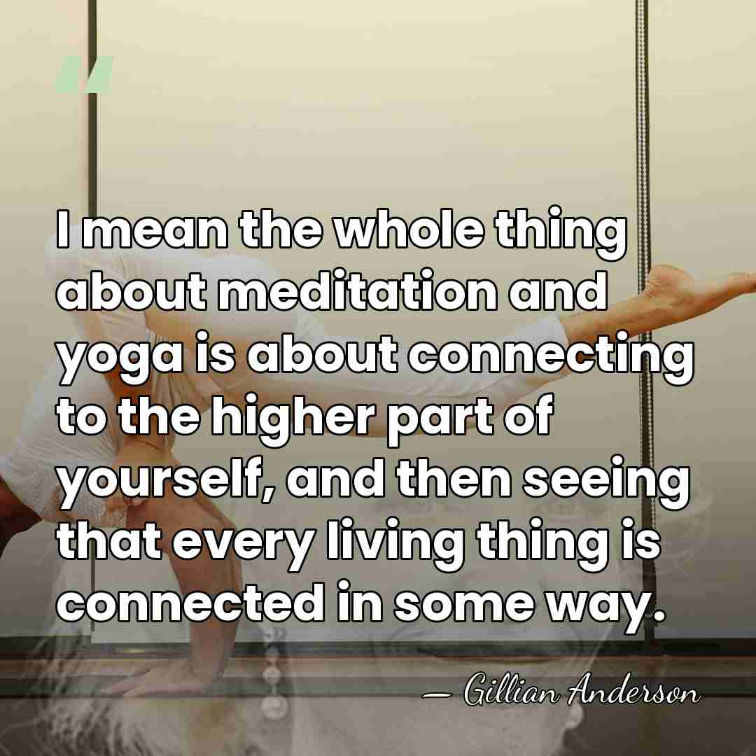 I mean the whole thing about meditation and yoga is about connecting&hellip; - Gillian Anderson