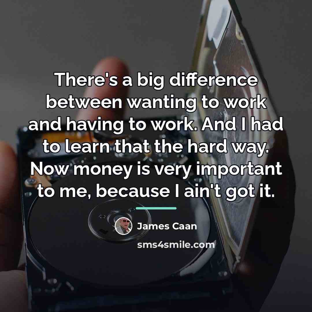 “There's a big difference between wanting to work and having…” quote by James Caan