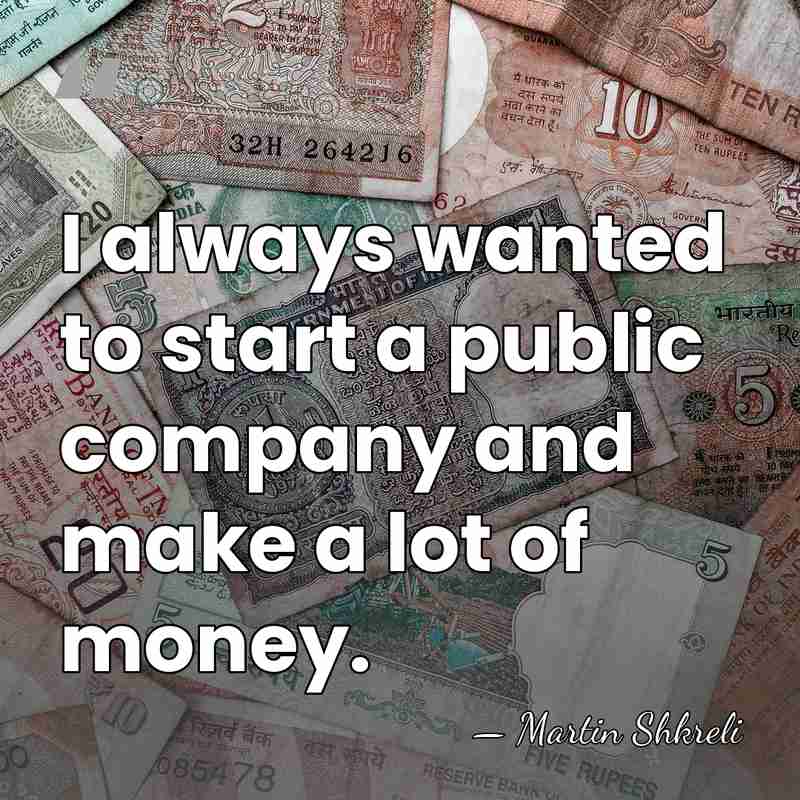 I always wanted to start a public company and make a lot&hellip; - Martin Shkreli