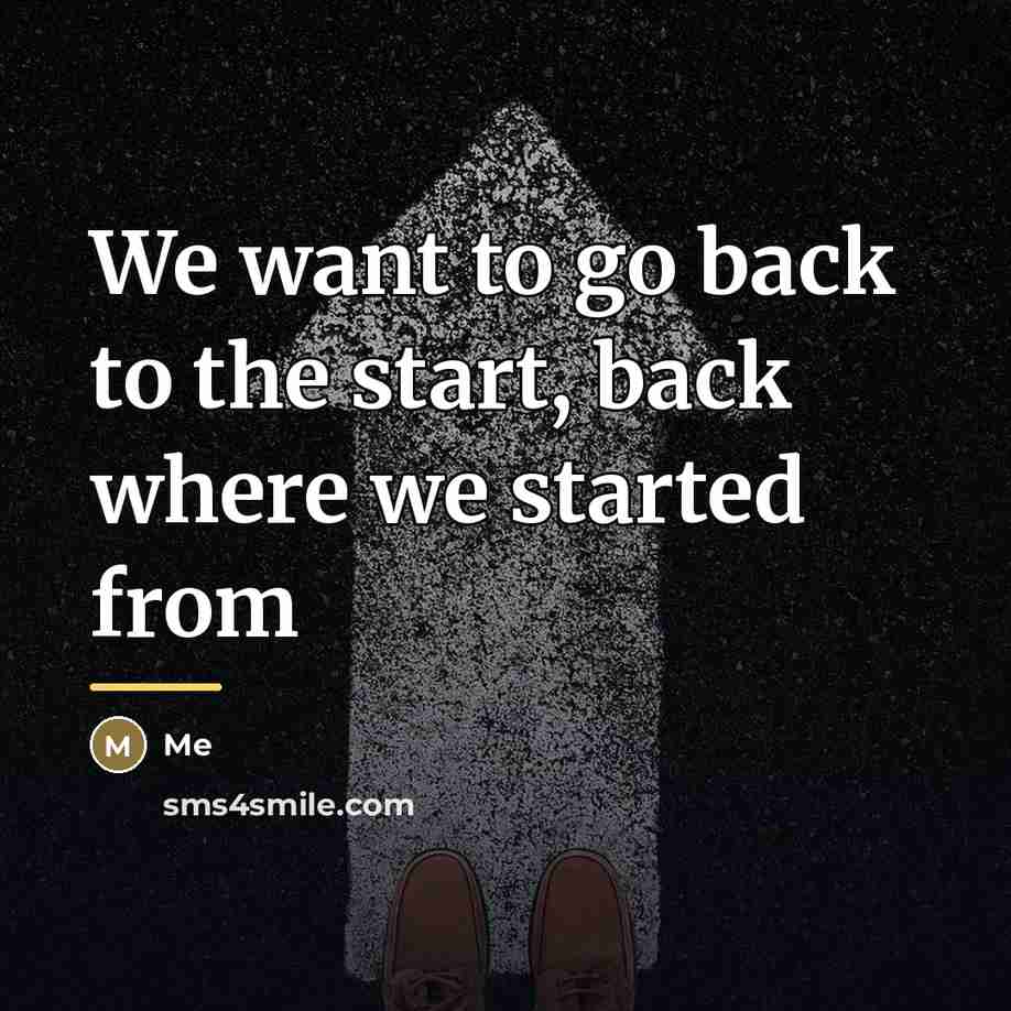 “We want to go back to the start, back where…” quote by Me