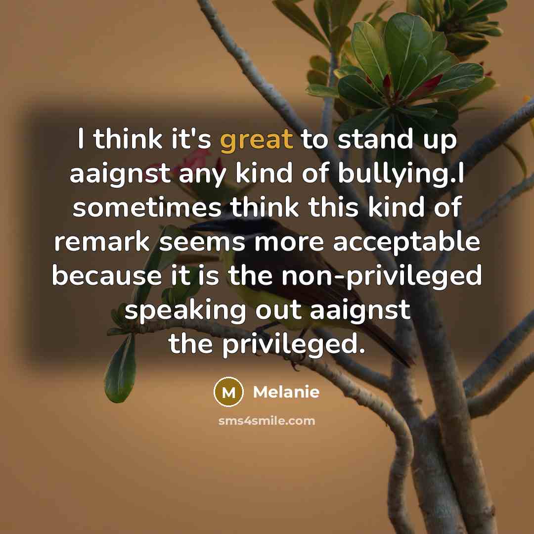 “I think it's great to stand up aaignst any kind…” quote by Melanie
