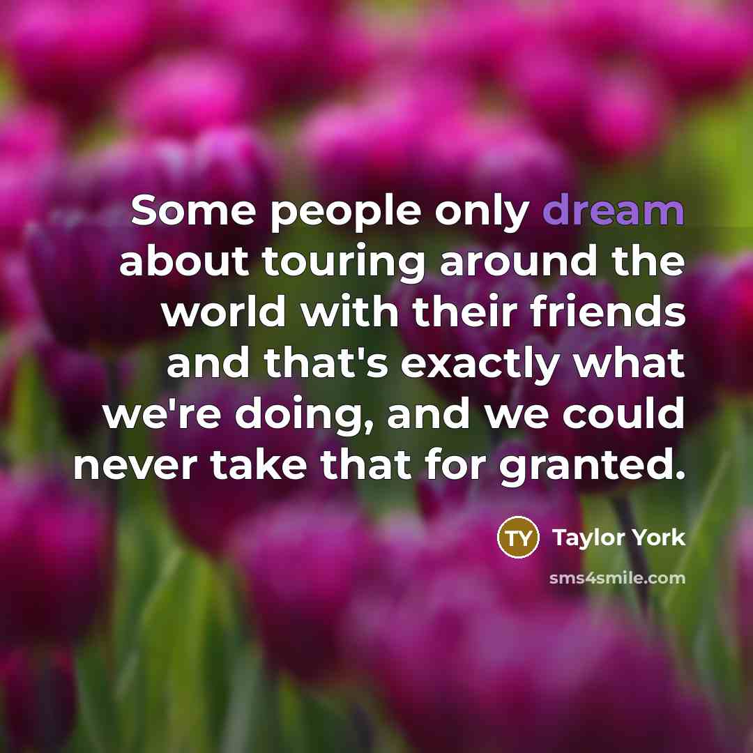 “Some people only dream about touring around the world with…” quote by Taylor York