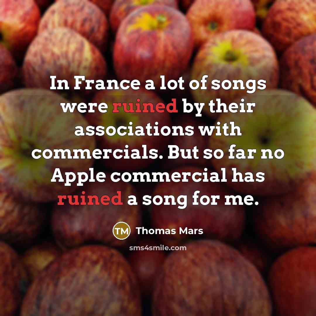 “In France a lot of songs were ruined by their…” quote by Thomas Mars