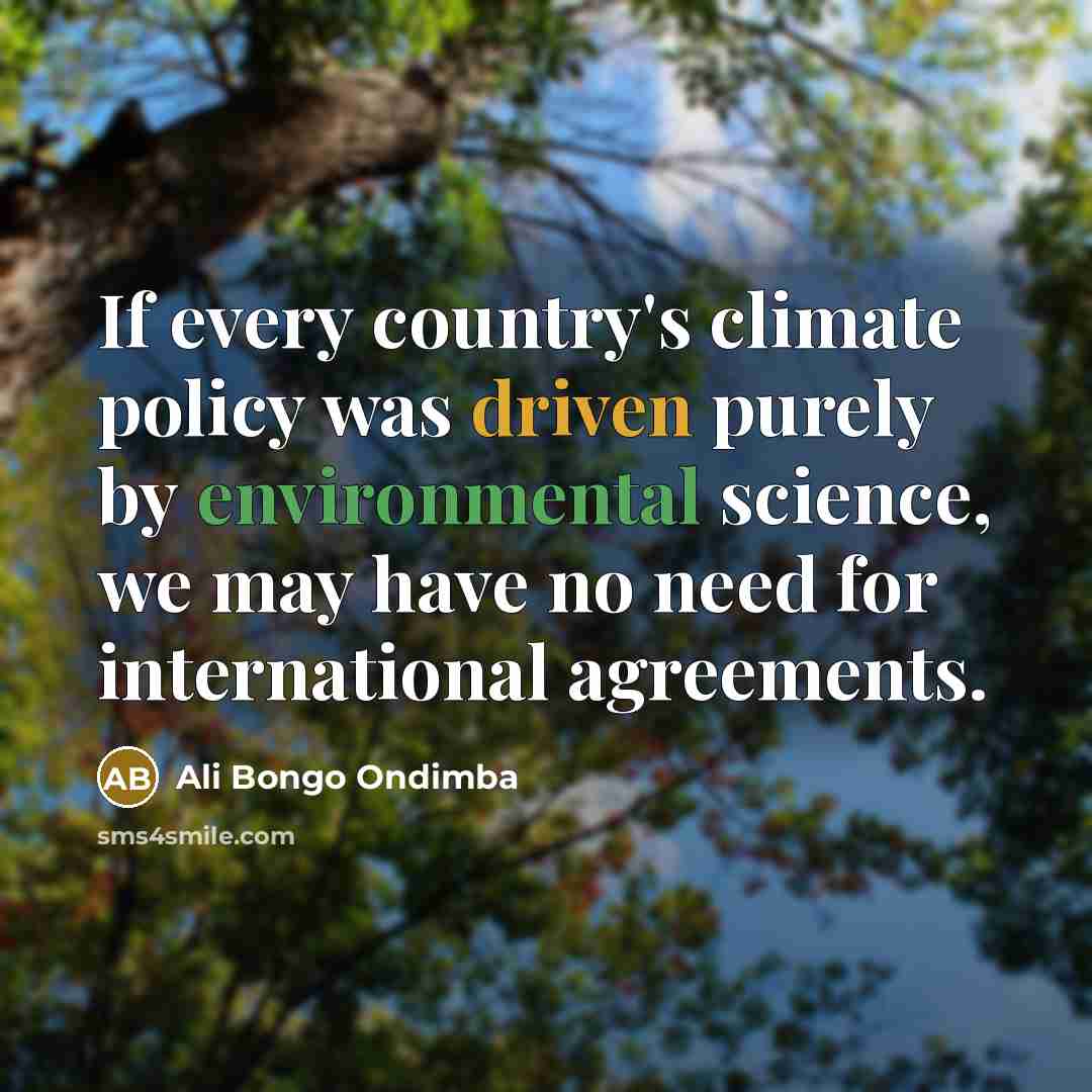 “If every country's climate policy was driven purely by environmental science, we may have no need for international agreements.” quote by Ali Bongo Ondimba