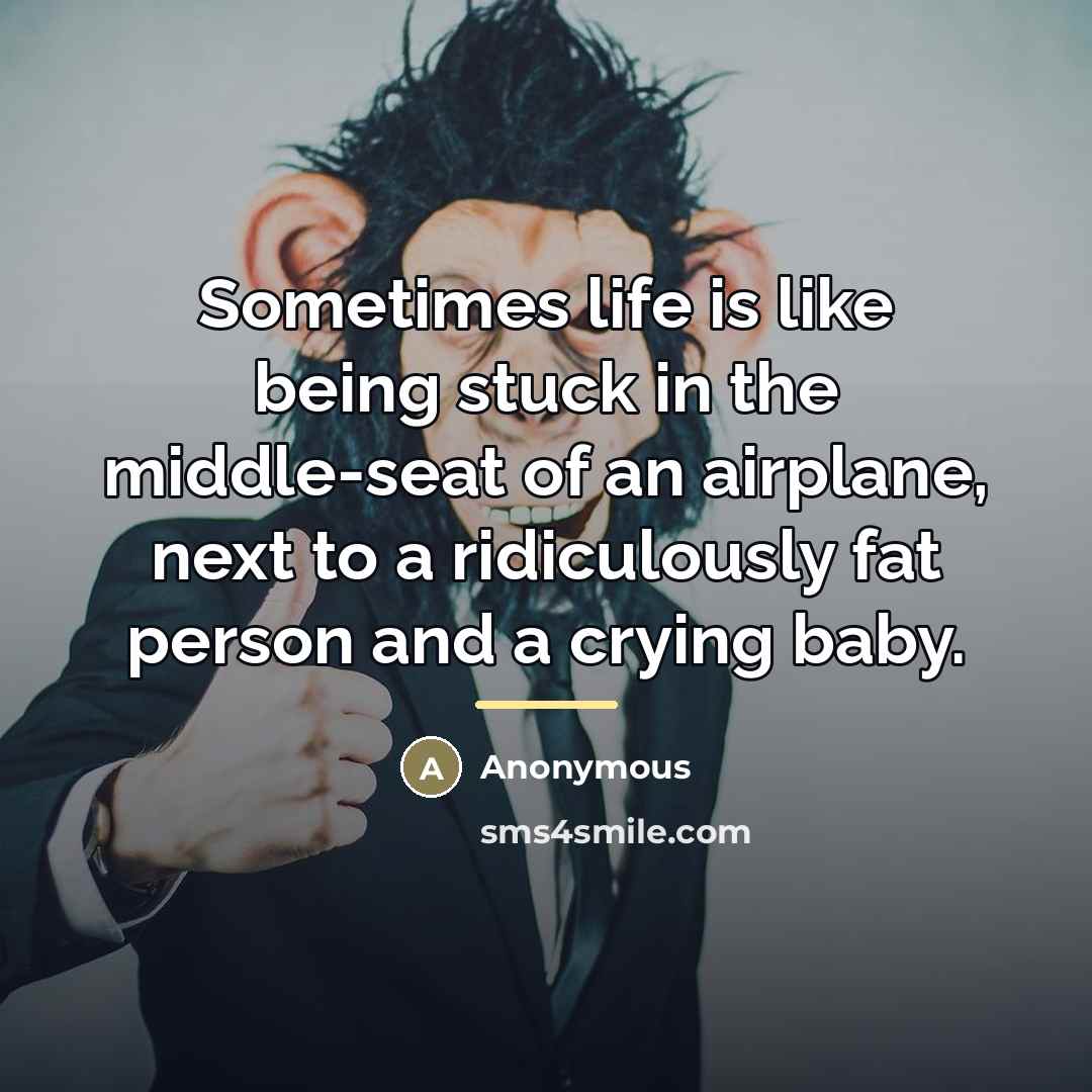 “Sometimes life is like being stuck in the middle-seat of…” quote by Anonymous