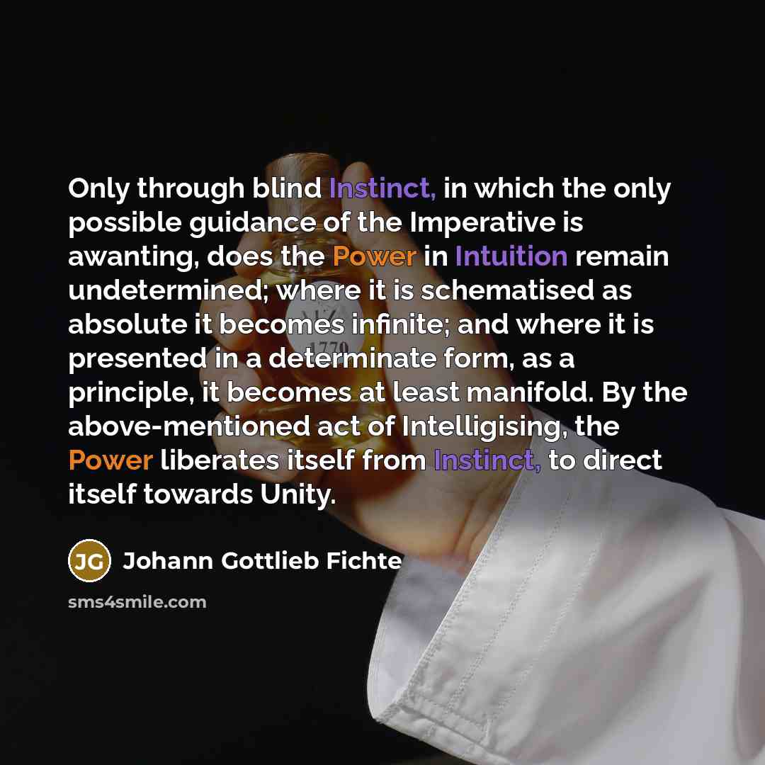 “Only through blind Instinct, in which the only possible guidance…” quote by Johann Gottlieb Fichte