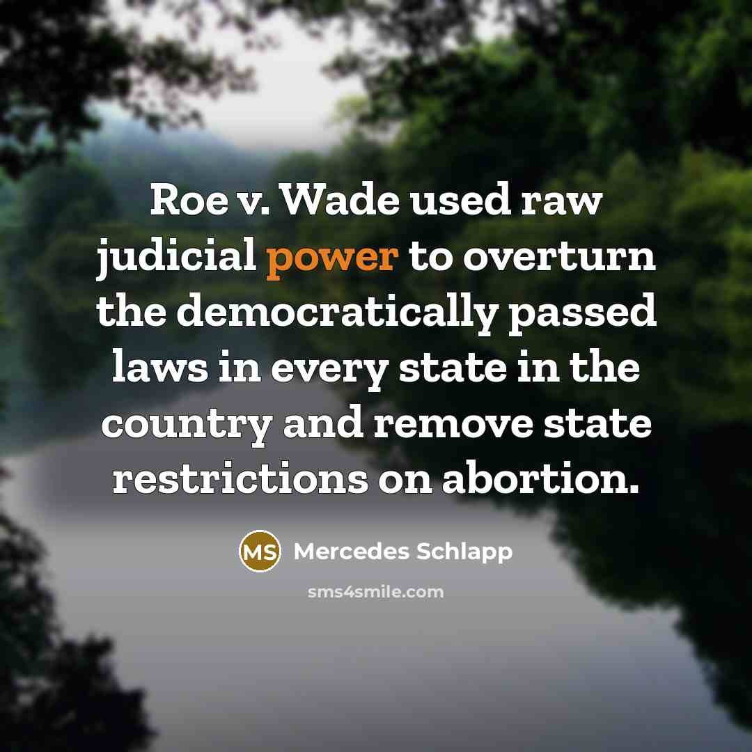 “Roe v. Wade used raw judicial power to overturn the…” quote by Mercedes Schlapp