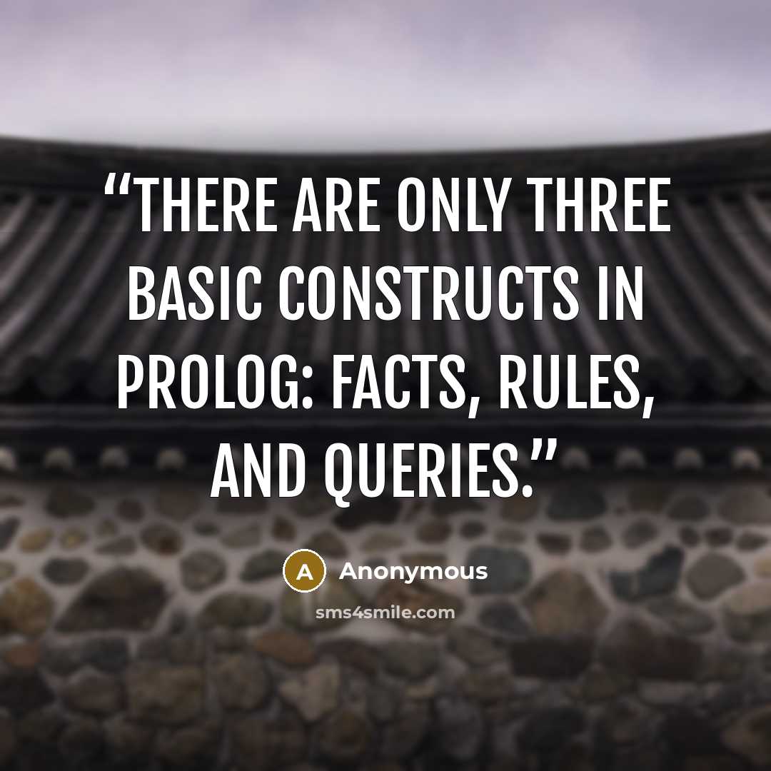 “There are only three basic constructs in Prolog: facts, rules, and queries.” quote by Anonymous