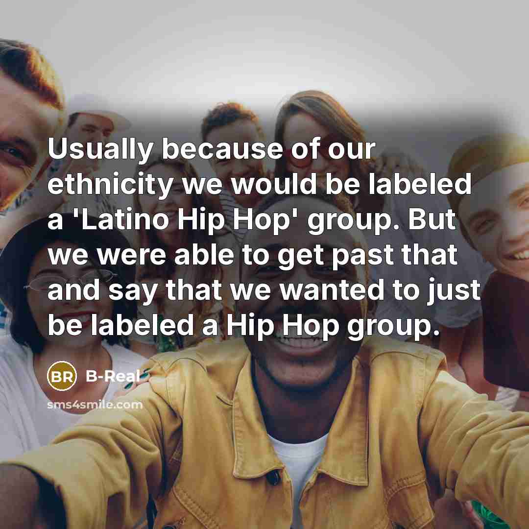 “Usually because of our ethnicity we would be labeled a…” quote by B-Real