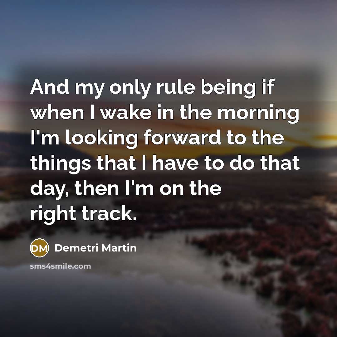 “And my only rule being if when I wake in…” quote by Demetri Martin