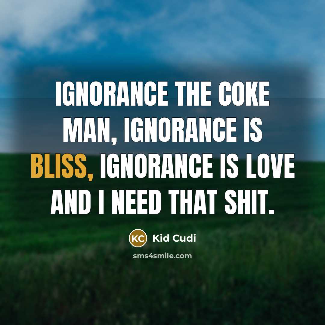 “Ignorance the coke man, ignorance is bliss, ignorance is love…” quote by Kid Cudi