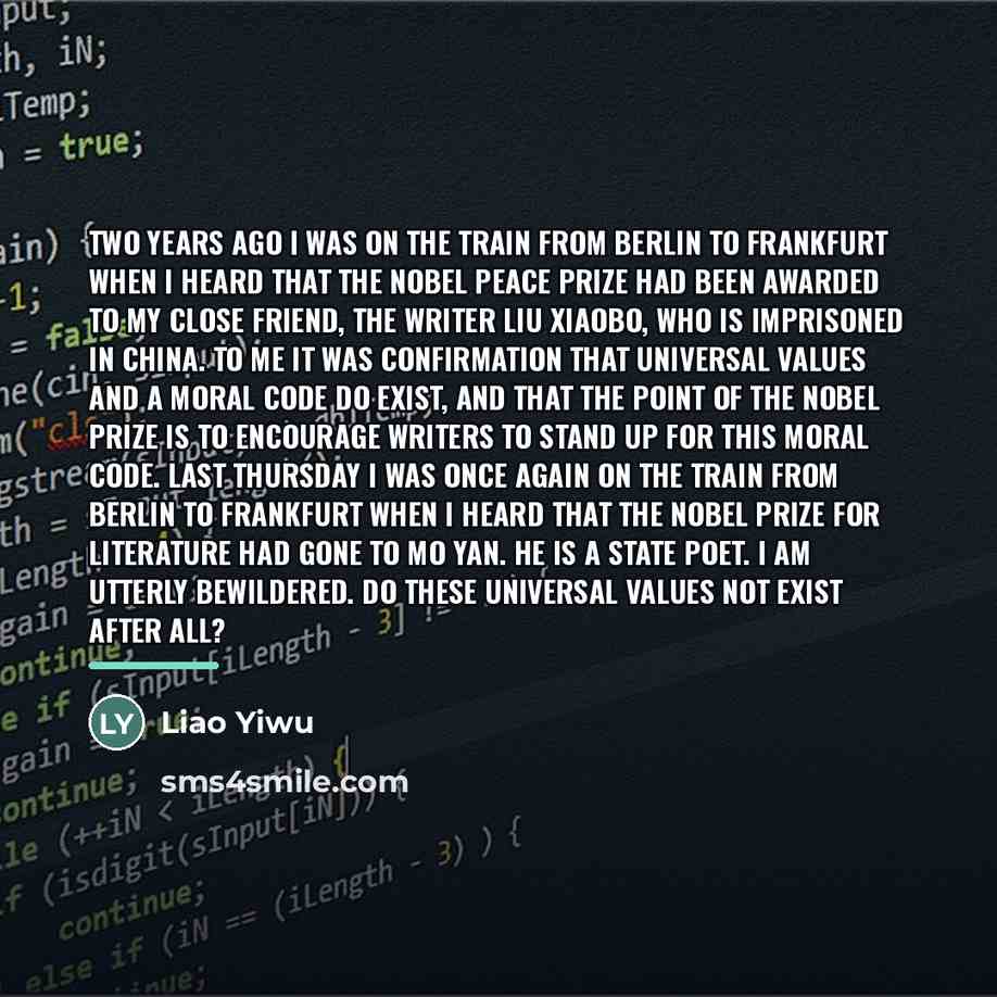 “Two years ago I was on the train from Berlin…” quote by Liao Yiwu