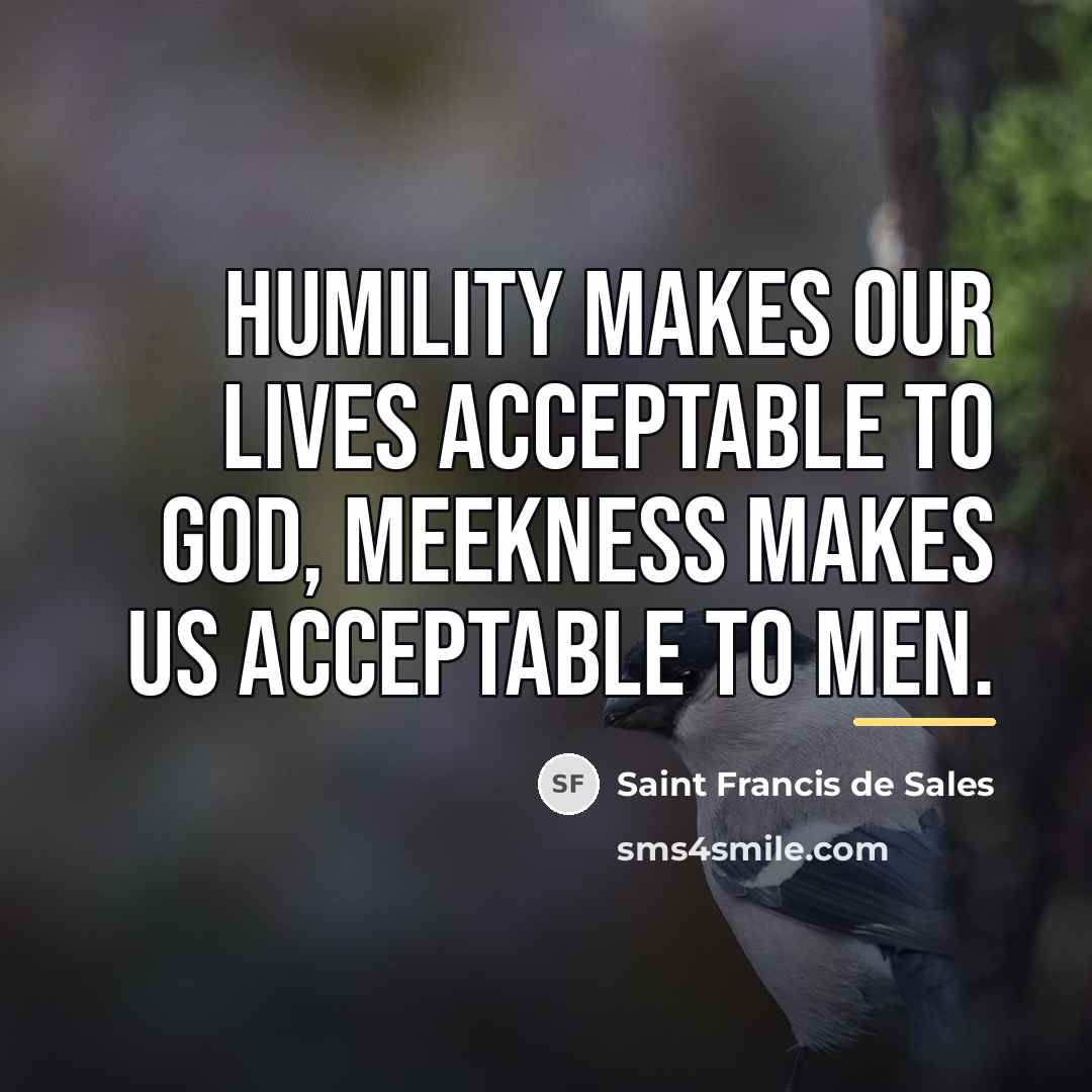 “Humility makes our lives acceptable to God, meekness makes us…” quote by Saint Francis de Sales