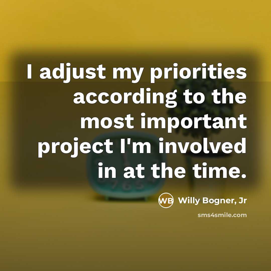 “I adjust my priorities according to the most important project…” quote by Willy Bogner, Jr
