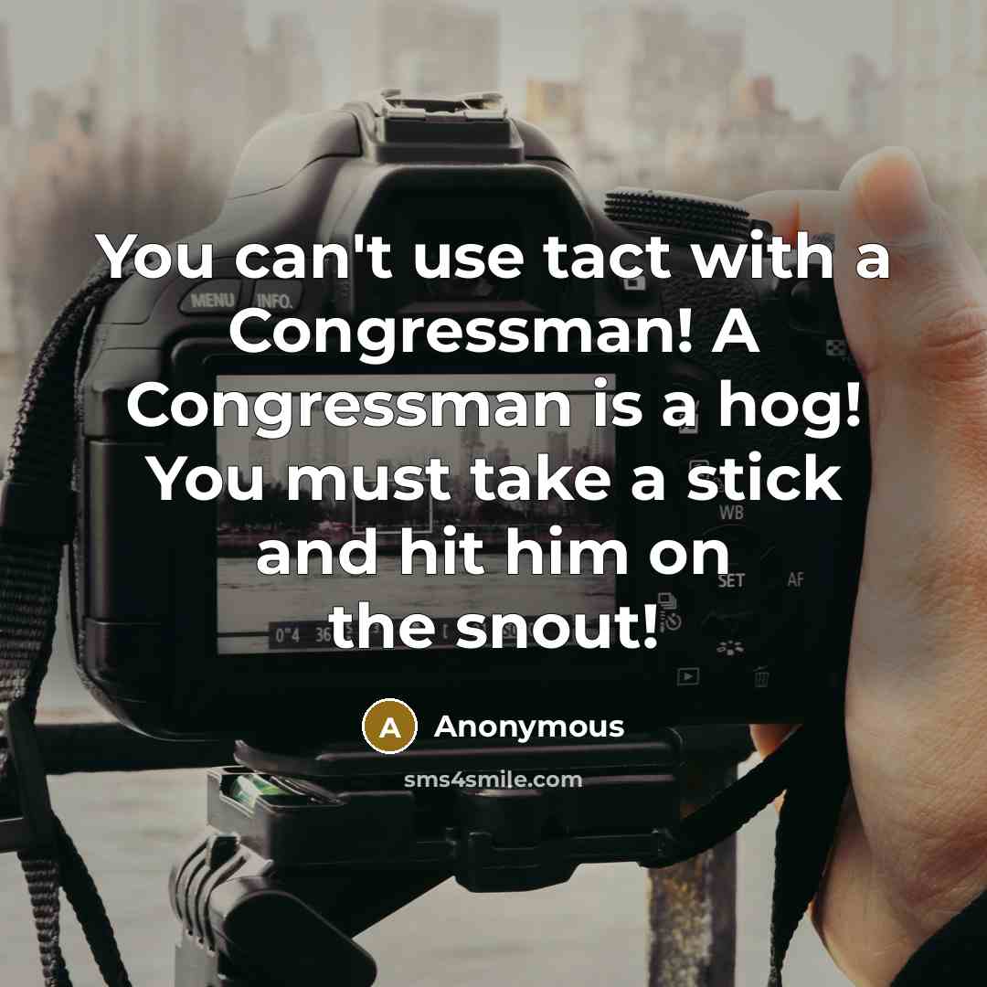 “You can't use tact with a Congressman! A Congressman is…” quote by Anonymous