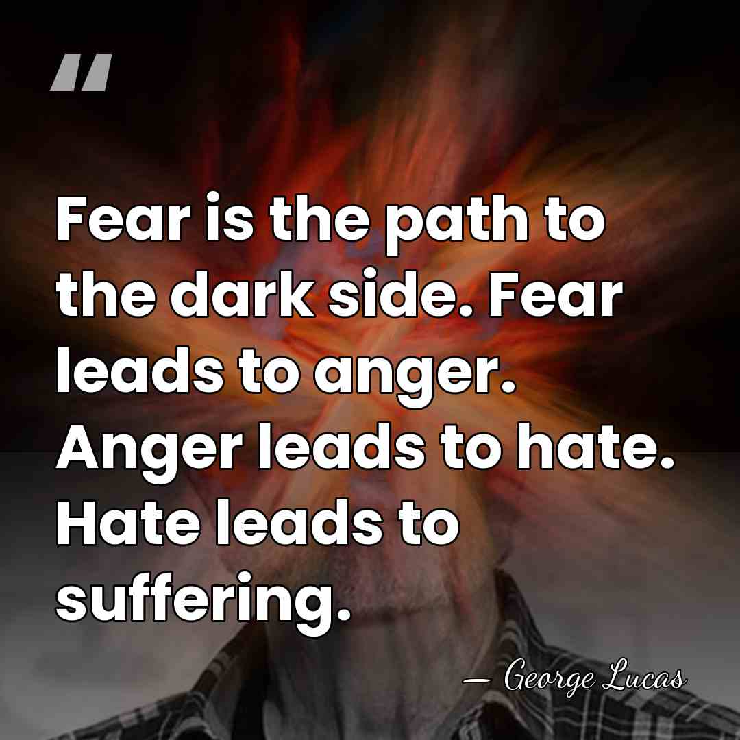 Fear is the path to the dark side. Fear leads to anger.&hellip; - George Lucas