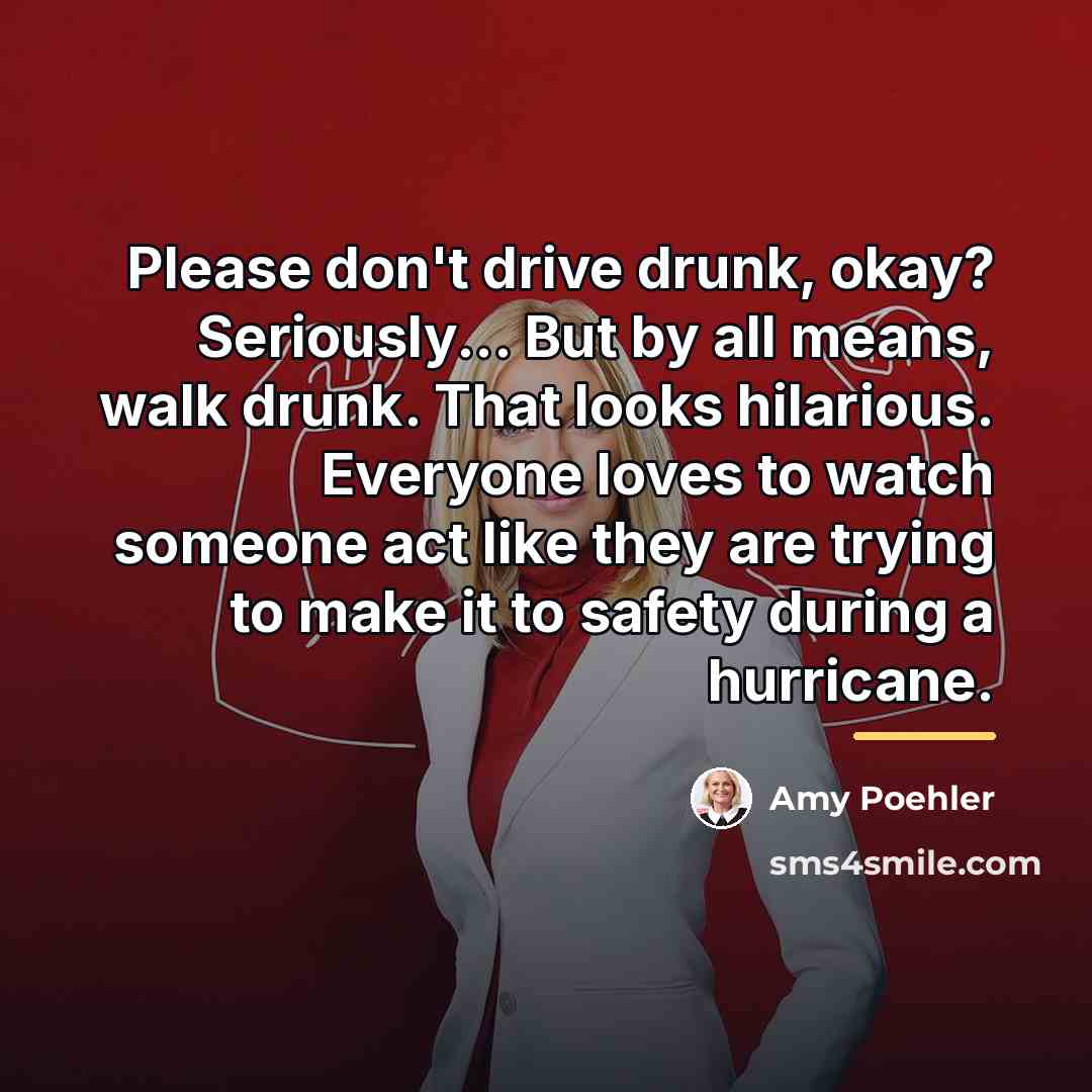 “Please don't drive drunk, okay? Seriously... But by all means,…” quote by Amy Poehler