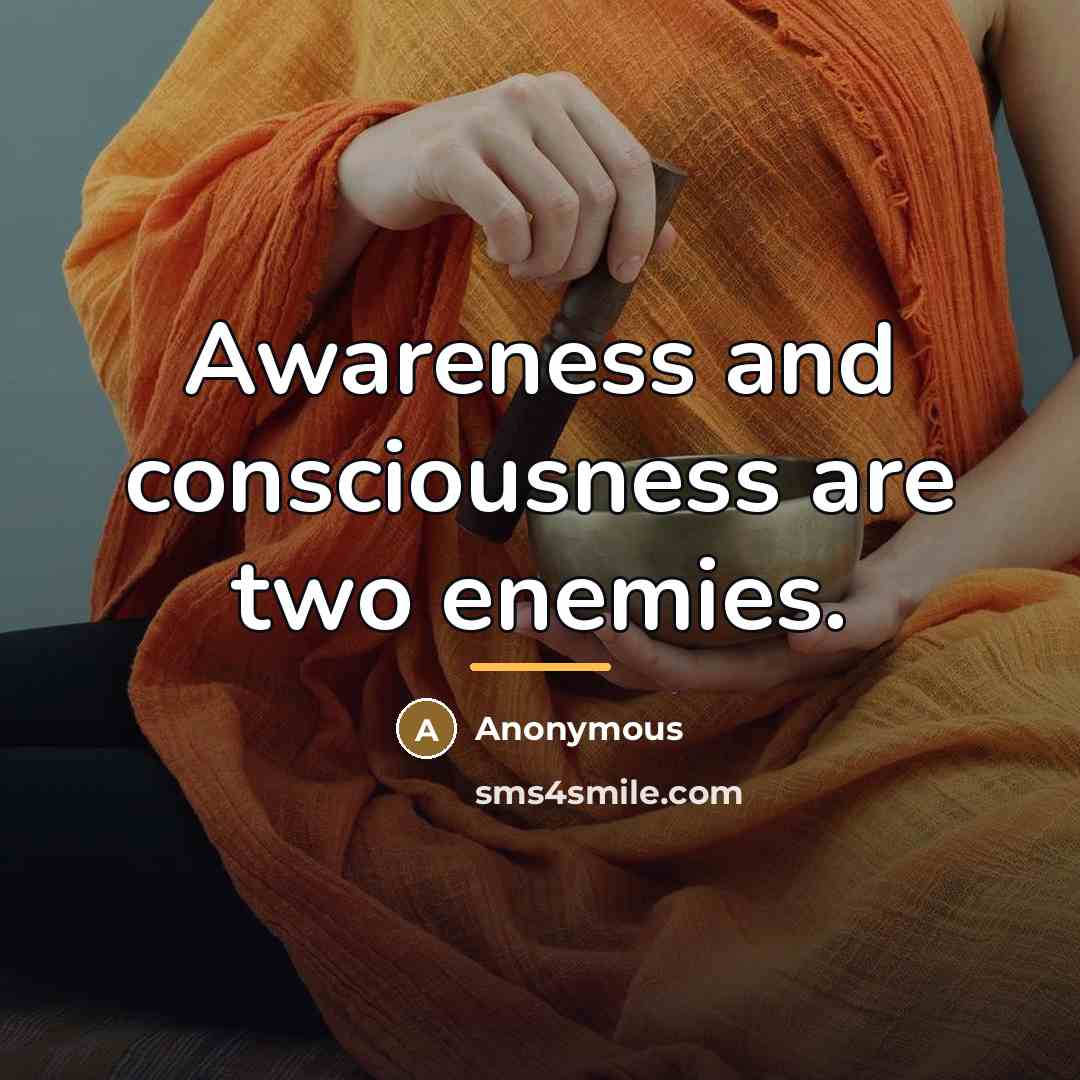 “Awareness and consciousness are two enemies.…” quote by Anonymous