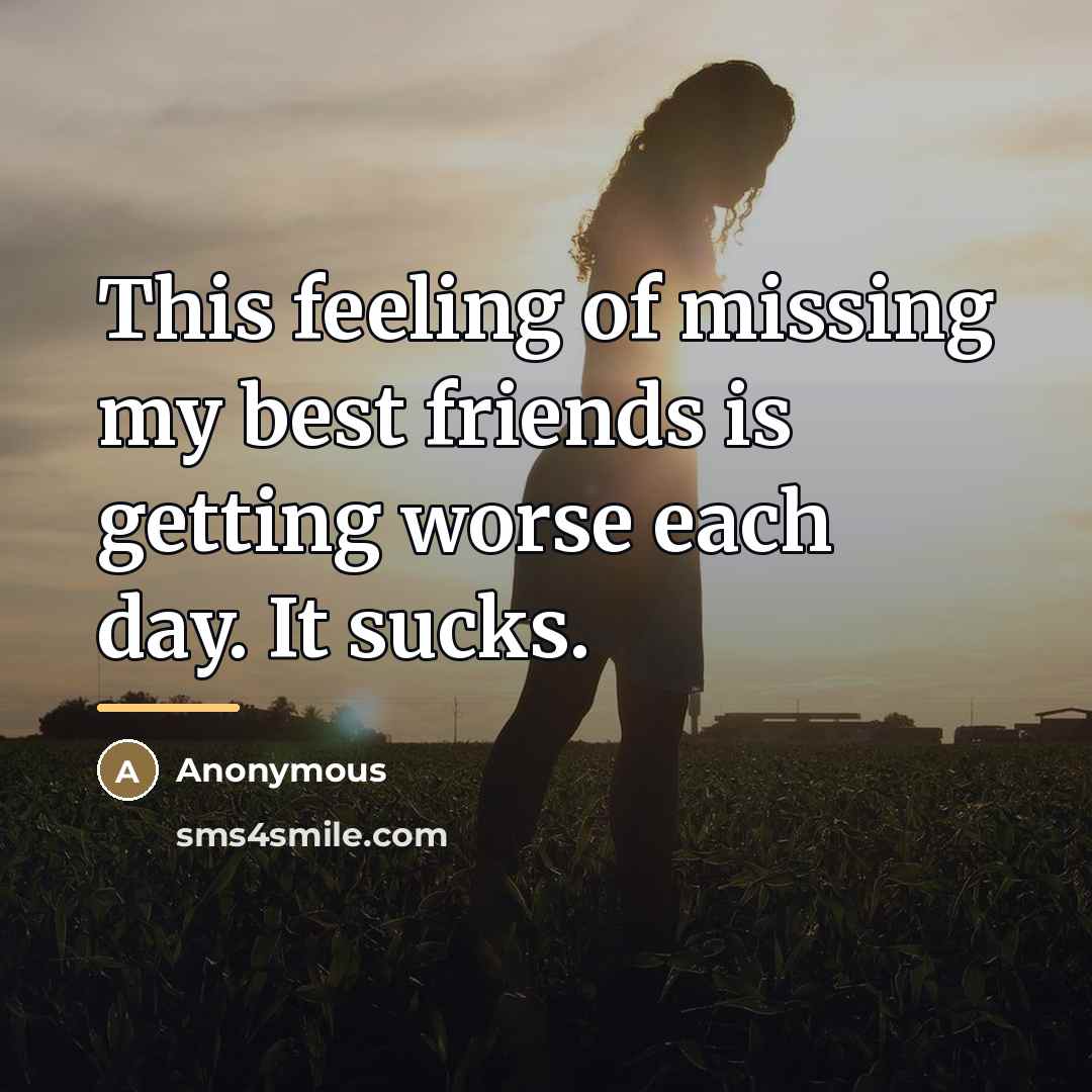 “This feeling of missing my best friends is getting worse…” quote by Anonymous