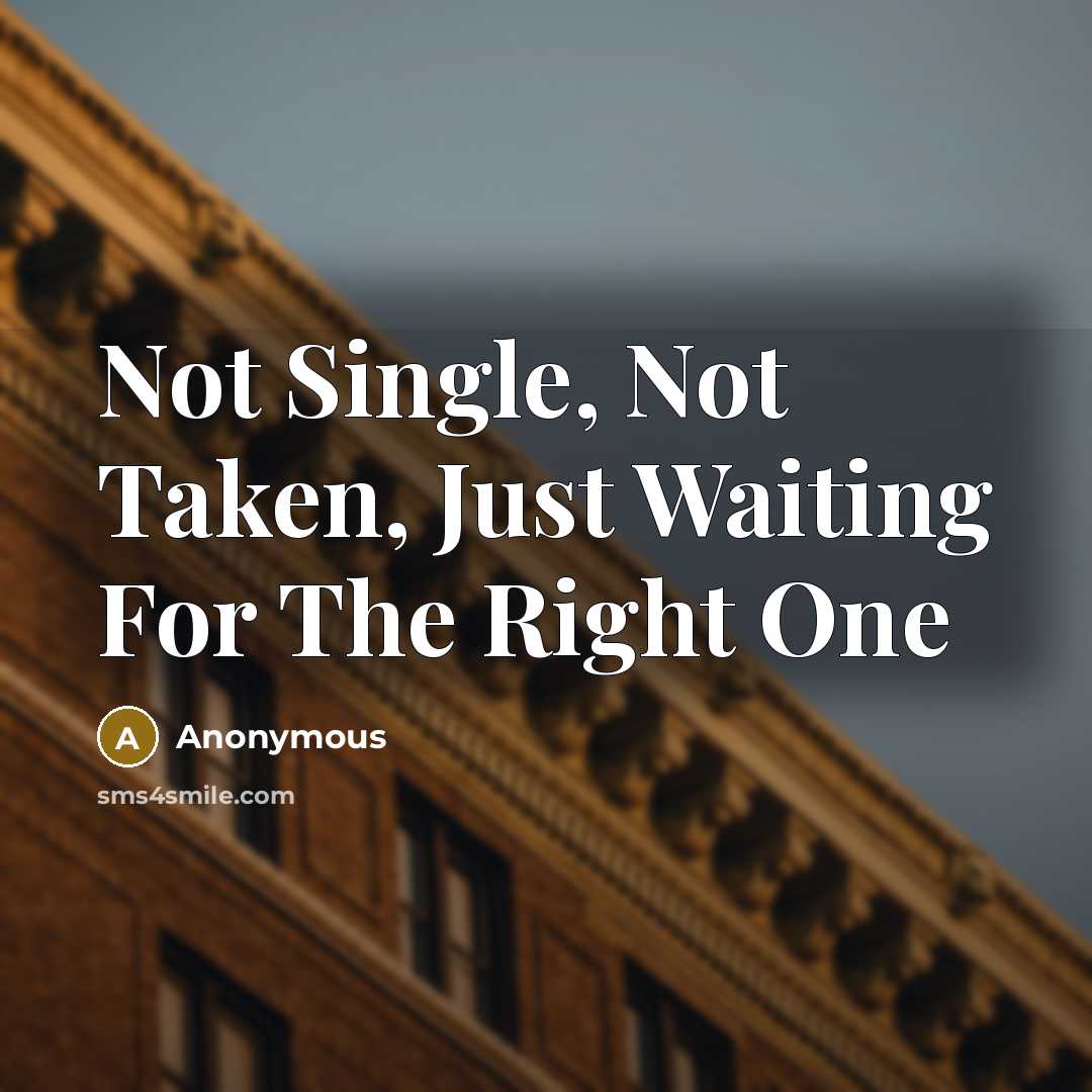 “Not Single, Not Taken, Just Waiting For The Right One” quote by Anonymous