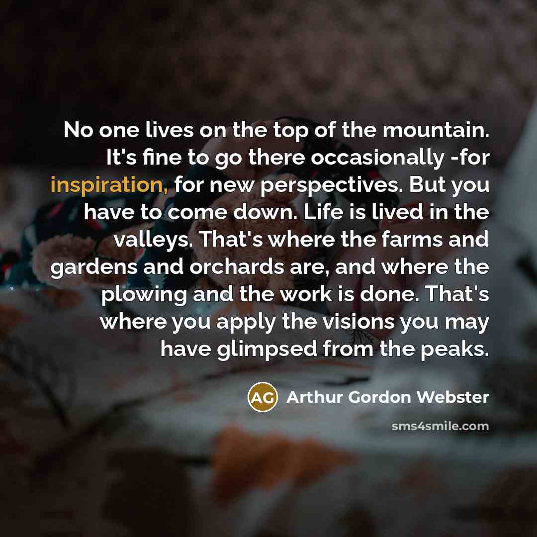 “No one lives on the top of the mountain. It's…” quote by Arthur Gordon Webster