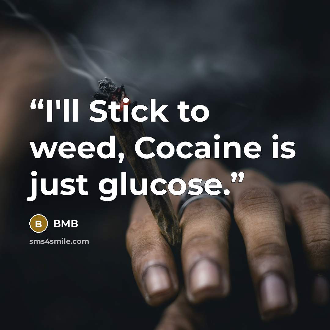 “I'll Stick to weed, Cocaine is just glucose.” quote by BMb