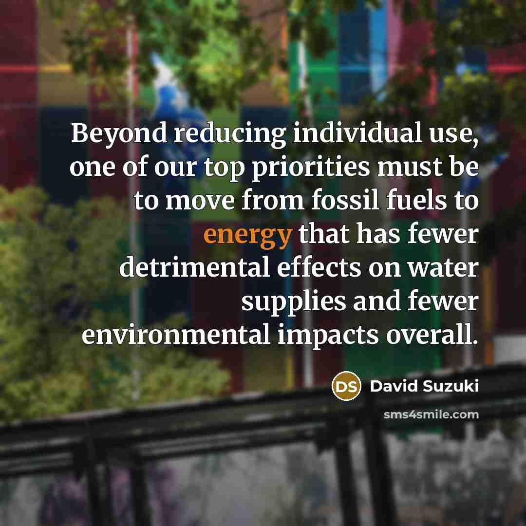 “Beyond reducing individual use, one of our top priorities must…” quote by David Suzuki