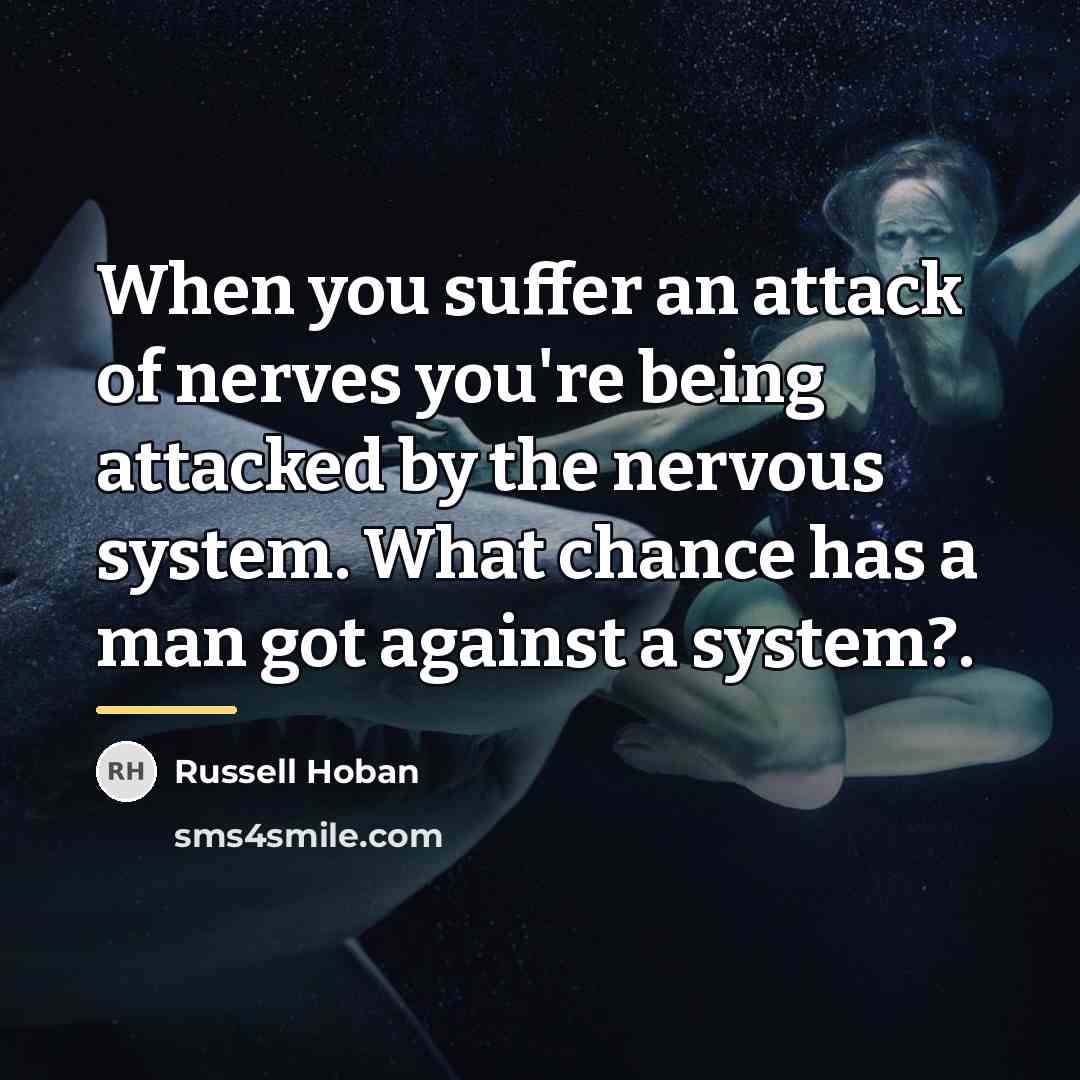 “When you suffer an attack of nerves you're being attacked…” quote by Russell Hoban