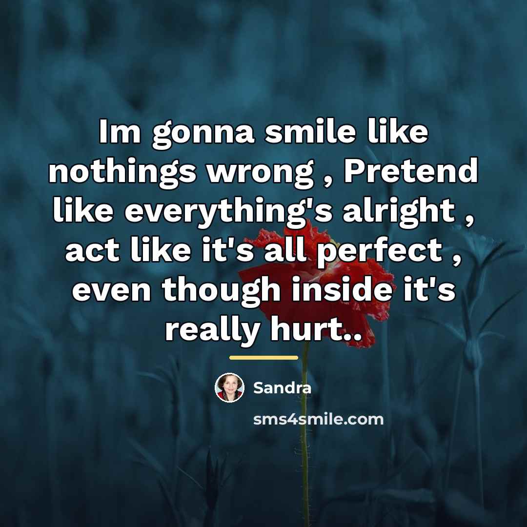 “Im gonna smile like nothings wrong , Pretend like everything's…” quote by Sandra