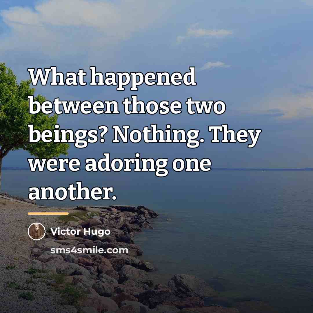 “What happened between those two beings? Nothing. They were adoring…” quote by Victor Hugo