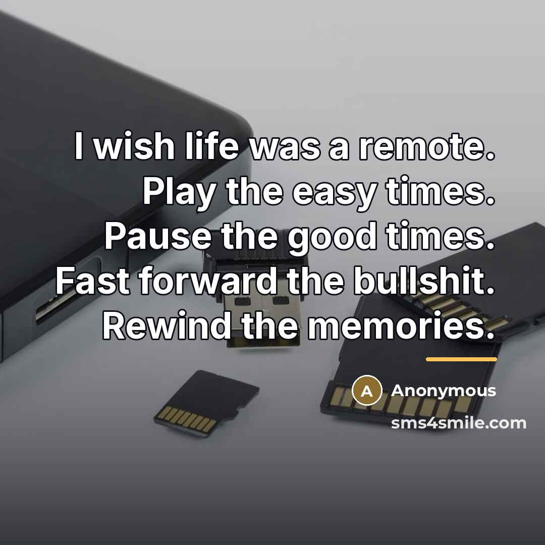 “I wish life was a remote. Play the easy times.…” quote by Anonymous