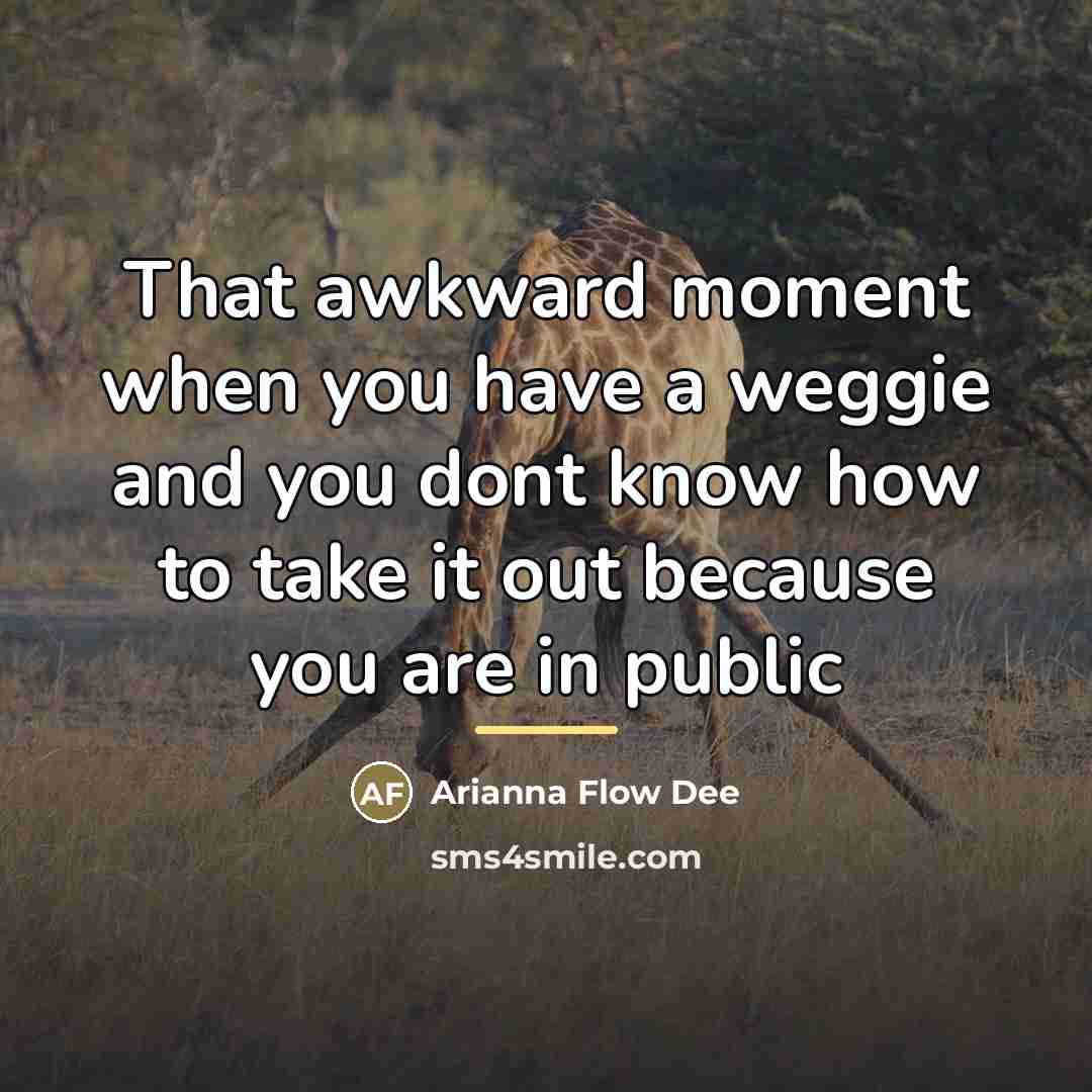 “That awkward moment when you have a weggie and you…” quote by Arianna Flow Dee
