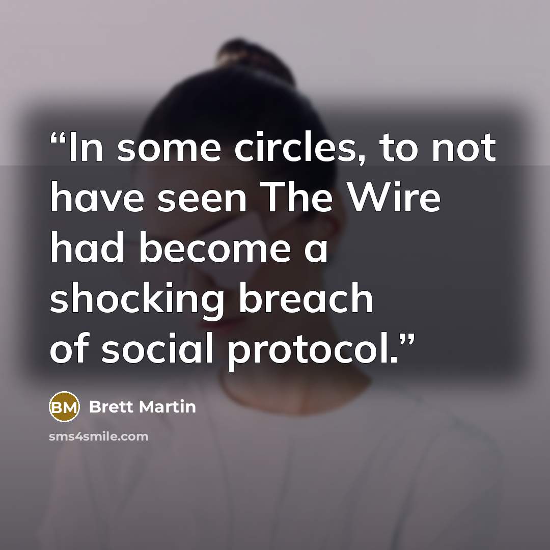 “In some circles, to not have seen The Wire had become a shocking breach of social protocol.” quote by Brett Martin