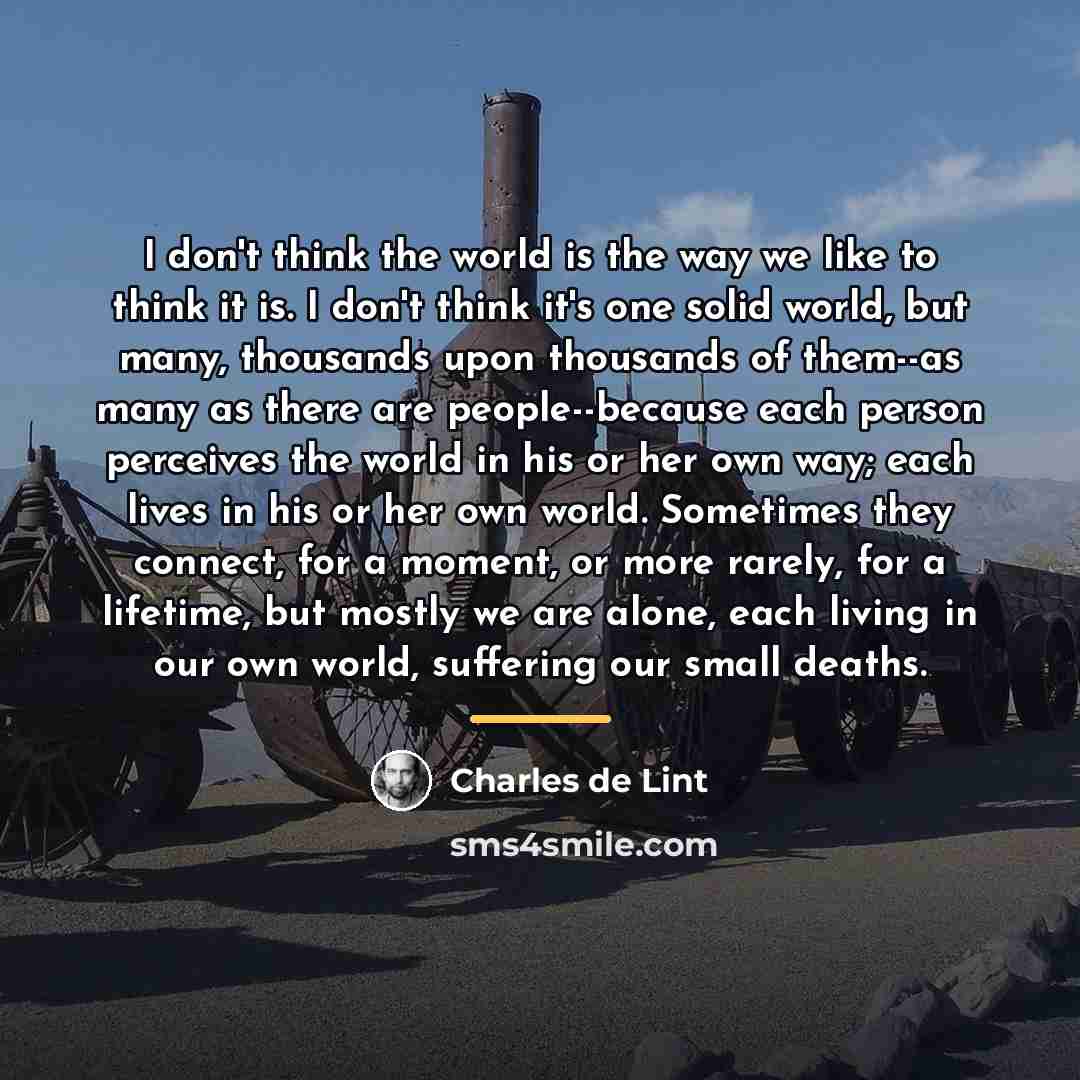 “I don't think the world is the way we like…” quote by Charles de Lint